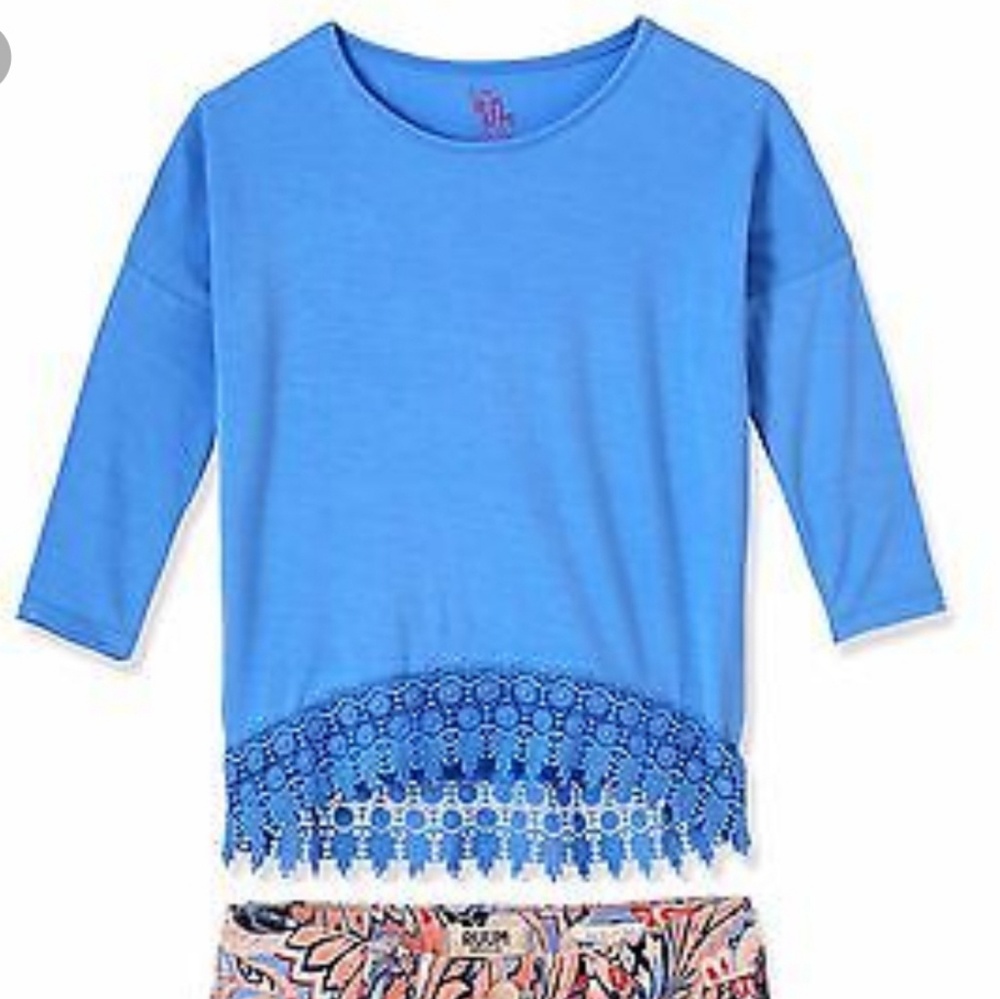 Girls 12 crochet trim shirt tee ruum